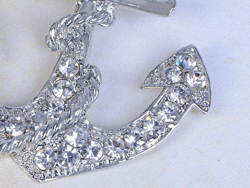 Alilang Silver Tone Clear Rhinestones Nautical Anchor Sailor Key Chain - Image 5